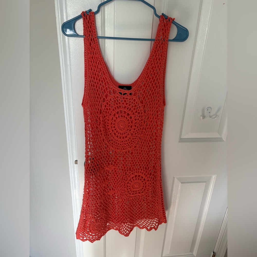 Angie Coral Crochet Coverup